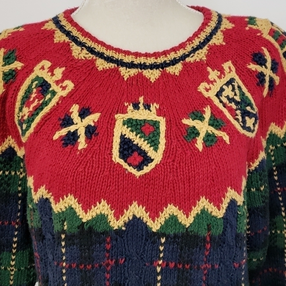 VINTAGE 80s Ashley Hand Knitted Ramie/ Cotton Winter Christmas Sweater EUC - Picture 4 of 12